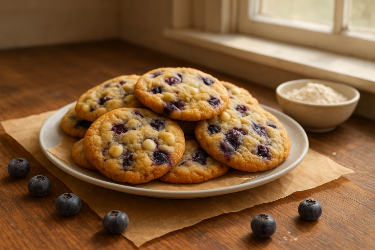 Soft Blueberry Cookies with White Chocolate Chips