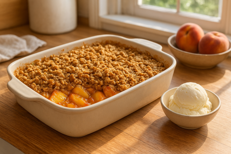 Easy Peach Crisp with Oat Brown Sugar Topping