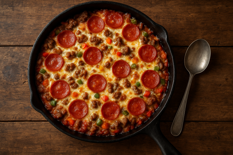 One-Skillet Pizza Casserole for Busy Weeknights