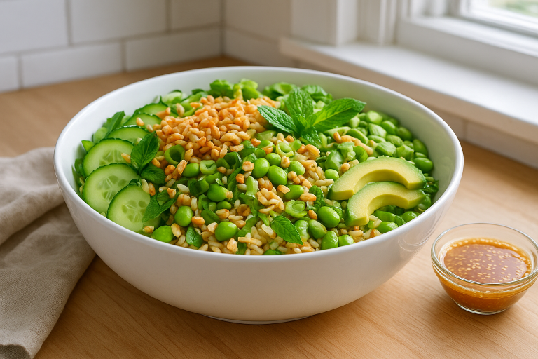 Crispy Rice Salad with Sesame Ginger Dressing