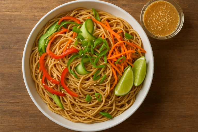 Cold Sesame Noodles with Crisp Veggies and Lime