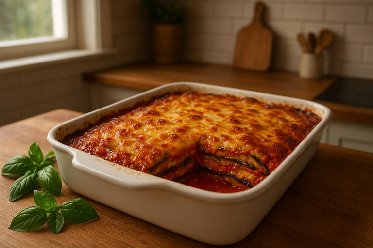 Classic Eggplant Parmesan with Crispy Layers