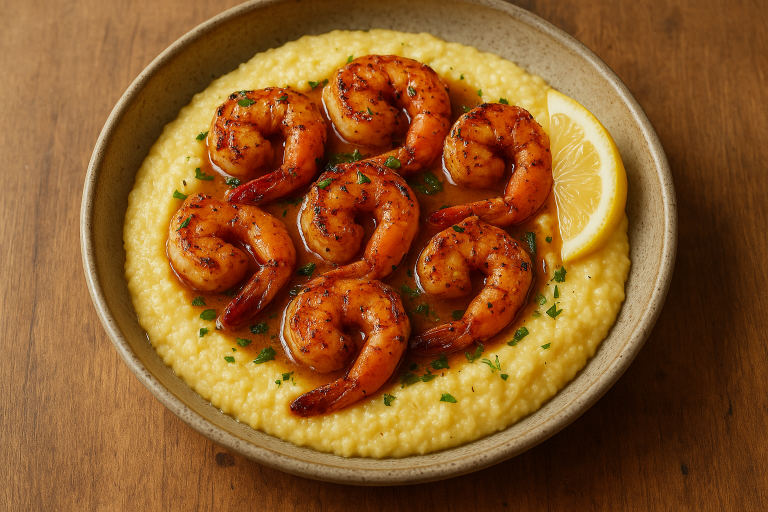 Creamy Shrimp and Grits with Cajun Pan Sauce