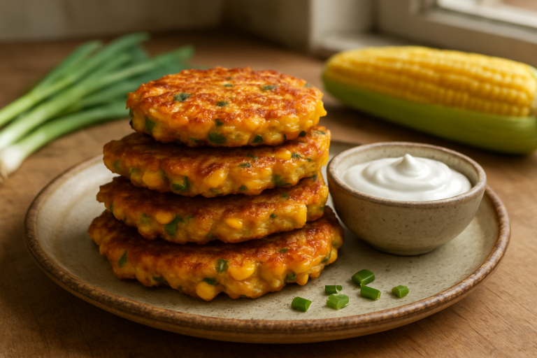 Crispy Corn Fritters with Cheddar and Scallions