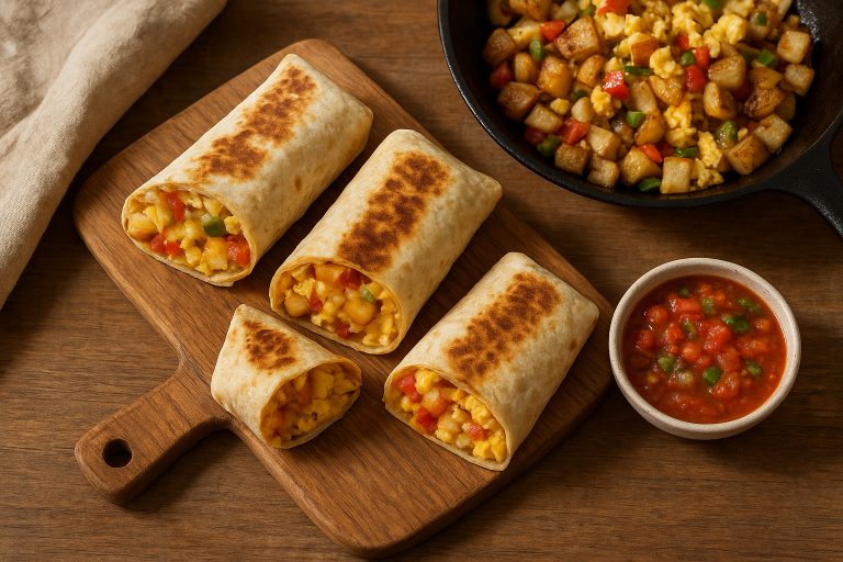 Easy Breakfast Burritos with Eggs, Potatoes, and Cheese