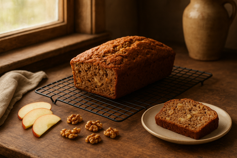 Moist Apple Bread with Cinnamon and Walnuts